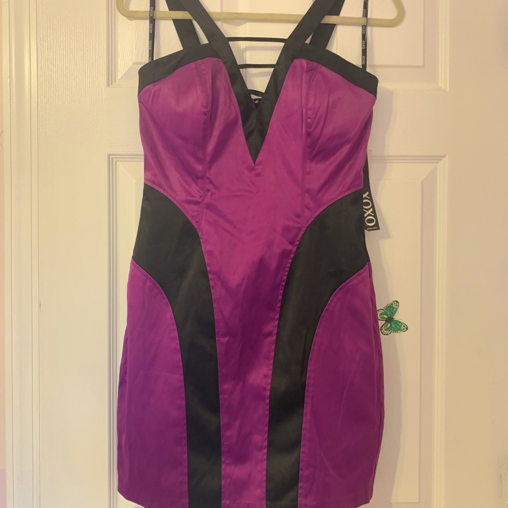 Black and purple mid dress new with tags